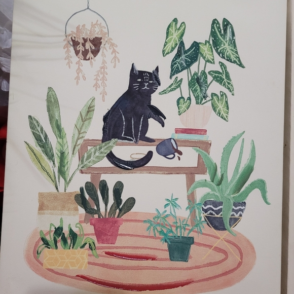 2 Fun Cat Prints on Canvas Vivid Colors paint over print giving 3D effect signed - Picture 4 of 8